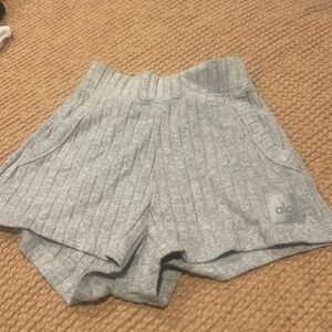 Grey soft ribbed ALO shorts XXS